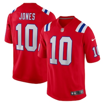 mens nike mac jones red new england patriots game jersey
